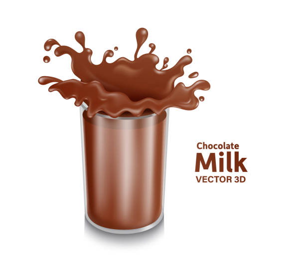 istock Chocolate milk or cocoa milk splash on a clear glass cylindrical 1437603499