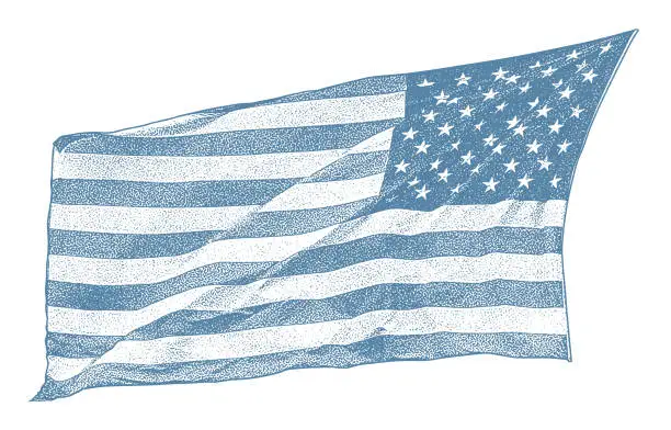 Vector illustration of American Flag cut out on white background