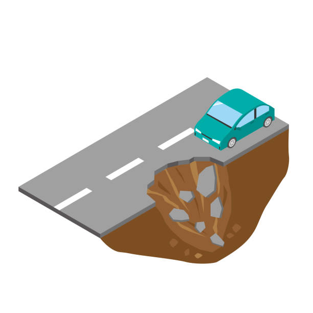 ilustrações, clipart, desenhos animados e ícones de subsidência rodoviária - sink hole