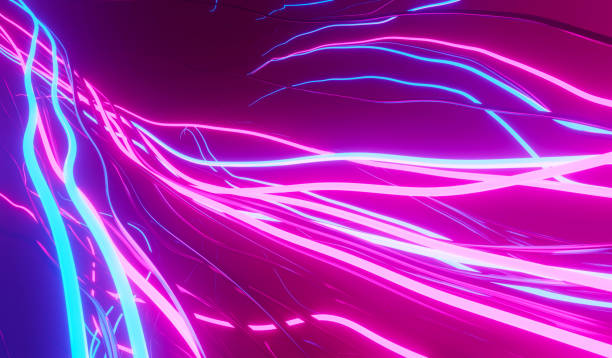 istock 3d render of flash neon and light glowing on dark scene. Speed light moving lines. 1437612205