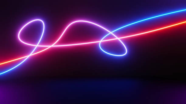 istock 3d render of flash neon and light glowing on dark scene. Speed light moving lines. 1437612894