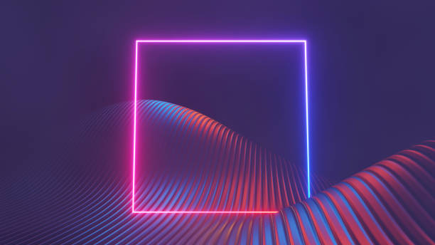 istock 3d render of flash neon and light glowing on dark scene. Speed light moving lines. 1437612965