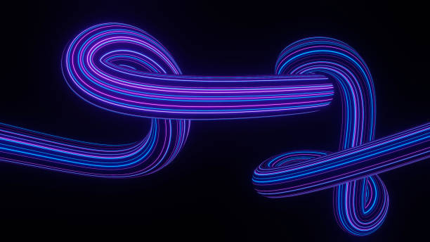 istock 3d render of flash neon and light glowing on dark scene. Speed light moving lines. 1437613008