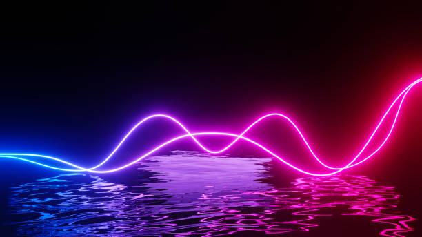 istock 3d render of flash neon and light glowing on dark scene. Speed light moving lines. 1437613129
