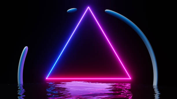 istock 3d render of flash neon and light glowing on dark scene. Speed light moving lines. 1437613155