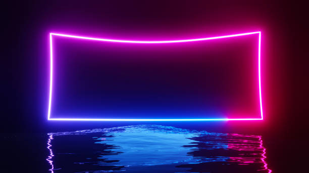 istock 3d render of flash neon and light glowing on dark scene. Speed light moving lines. 1437614071