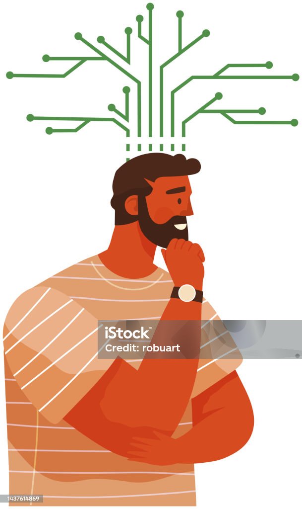 Mental Midset And Man With Technical Thinking Logic Strategy Planning ...