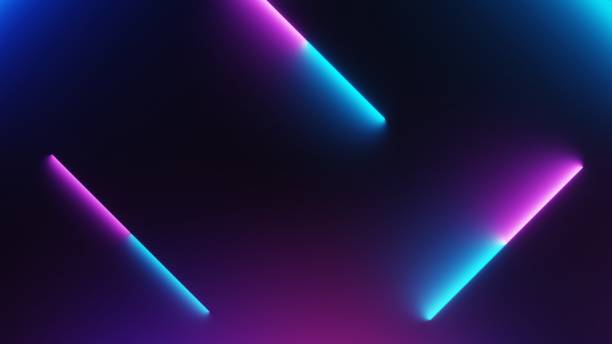 istock 3d render of flash neon and light glowing on dark scene. Speed light moving lines. 1437626317