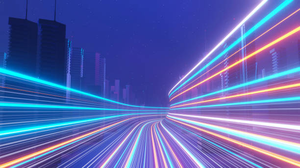 istock 3d render of Cyber night mega city landscape scene. Light glowing and reflection on dark tech scene. Night life. Technology network for 5g. Beyond futuristic of Sci-Fi Capital city and building scene. 1437626322