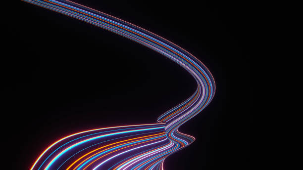 istock 3d render of illuminated neon and light glowing on dark scene. Speed light moving lines. Abstract simple Colorful lighting neon background. 1437626324