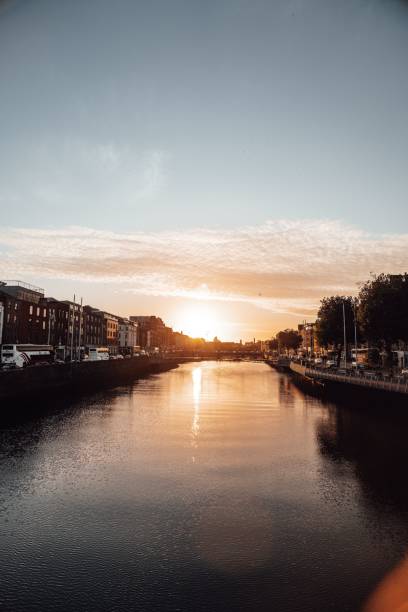 istock Breathtaking vertical shot of a sunset reflecting in a tranquil river 1437626808