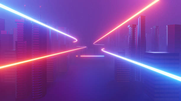 istock 3d render of Cyber night mega city landscape scene. Light glowing and reflection on dark tech scene. Night life. Technology network for 5g. Beyond futuristic of Sci-Fi Capital city and building scene. 1437626923