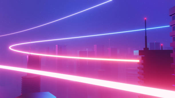 istock 3d render of Cyber night mega city landscape scene. Light glowing and reflection on dark tech scene. Night life. Technology network for 5g. Beyond futuristic of Sci-Fi Capital city and building scene. 1437627387