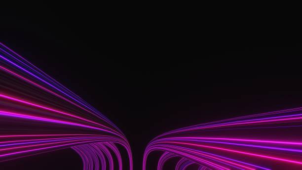 istock 3d render of illuminated neon and light glowing on dark scene. Speed light moving lines. Abstract simple Colorful lighting neon background. 1437628182