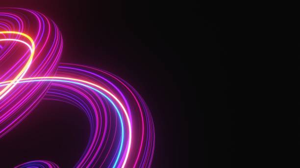 istock 3d render of illuminated neon and light glowing on dark scene. Speed light moving lines. Abstract simple Colorful lighting neon background. 1437628198