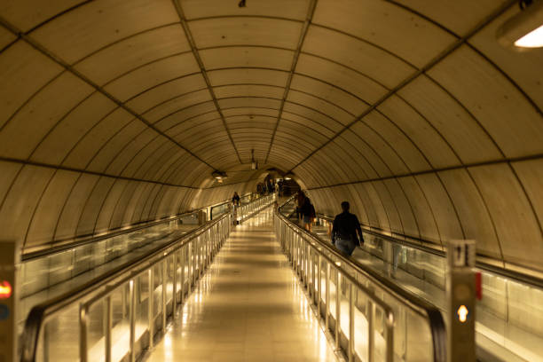 Passage way at metro stations in Bilbao, Spain stock photo