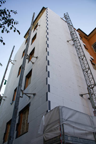 istock Construction of external building thermal insulation for energy efficiency. Italian Superbonus 110%. Ecobonus 110%. 1437630763