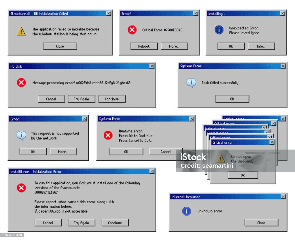 Error Message Windows Computer System Warning Stock Illustration ...