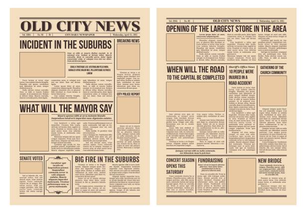 istock Vintage newspaper, old paper with city news pages 1437631341