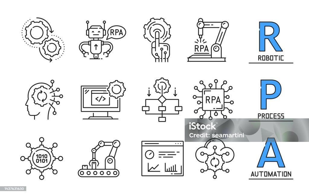 Ko Rpa Rpa 아이콘 로봇 자동화 프로세스 기술 로봇 프로세스 자동화에 대한 스톡 벡터 아트 및 기타 이미지 - 로봇 프로세스 자동화 ...