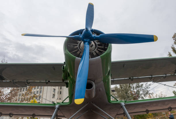 Close up of aircraft undercarriage front wheel