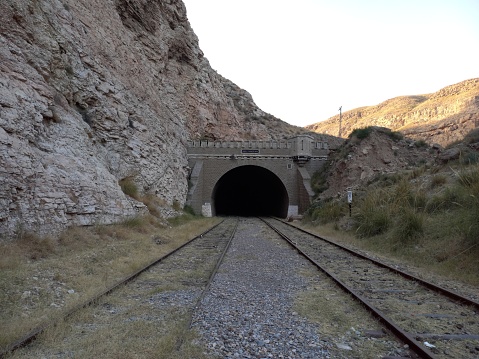 British era railway tunnel in the mountain. Windy Corner 1894. Bolan Balochistan Pakistan.