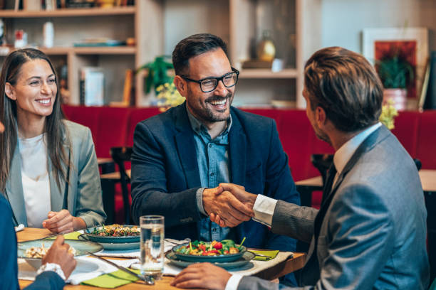 istock Business handshake at the restaurant 1437633697