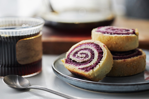 artisanal baked pastry: sweet purple potato roll