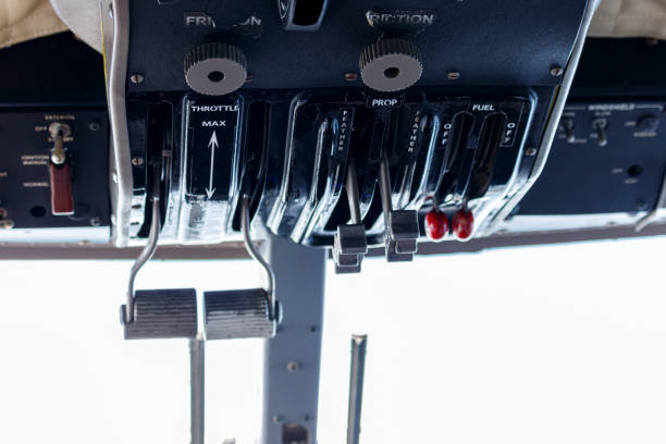Twin otter seaplane cockpit view.