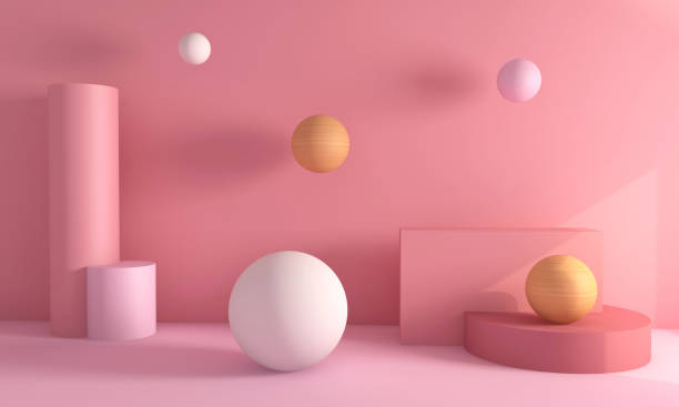 istock 3D rendering of different geometric shapes on a pink background 1437638109