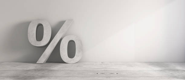 istock Grey wooden percent symbol with a grey background 1437638175
