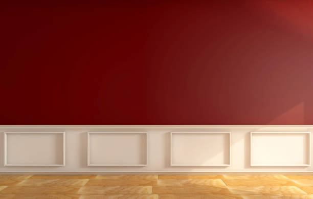 istock Room with a wooden floor and a red wall 1437638225