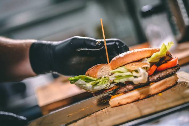 istock Serving of a fresh juicy burger 1437640315