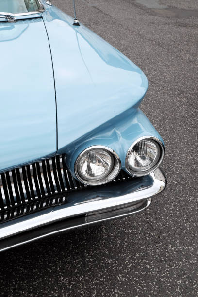 istock Vertical shot of an old blue vintage car 1437640539