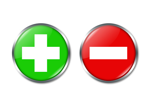 An isolated digital illustration of the positive and negative sign buttons