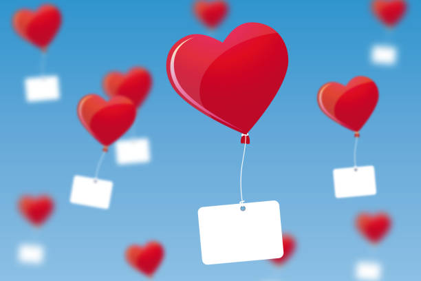 A valentine background design with heart balloons and blank tags