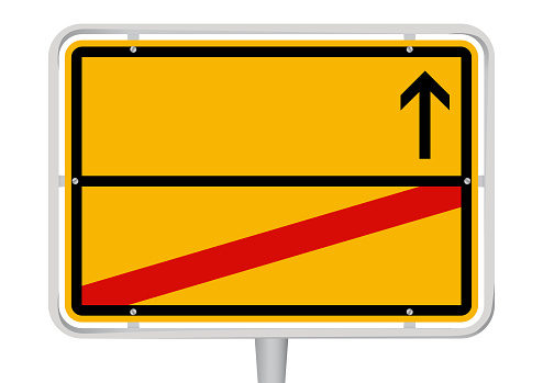 An illustration of a yellow direction sign on a white background