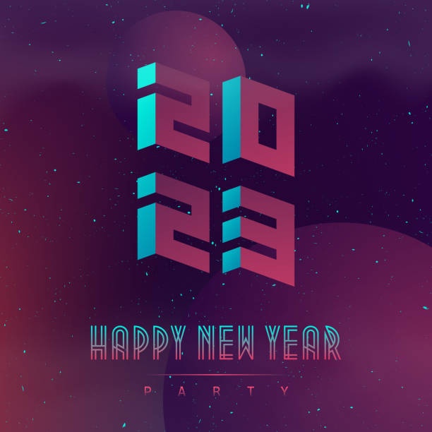 istock Happy New Year 2023. Applicable for covers, placards, music posters and dj flyers. Illustration on the space theme. Futuristic design poster with abstract elements in dark space. Abstract planets. 1437641761