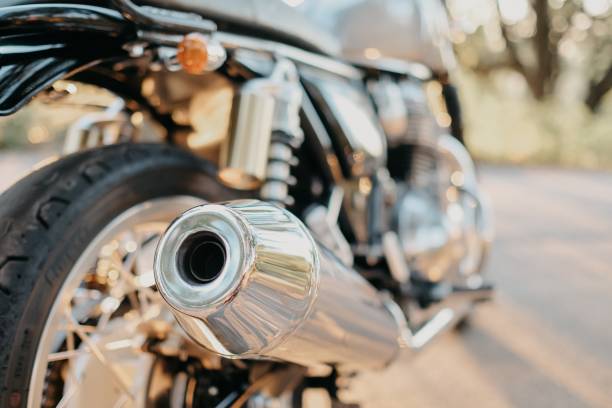 istock Shallow focus closeup shot of a motorcycle engine 1437642780