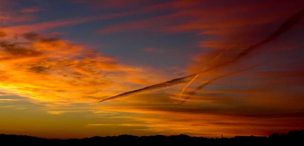 Colorful sunset sky with orange and blue hues