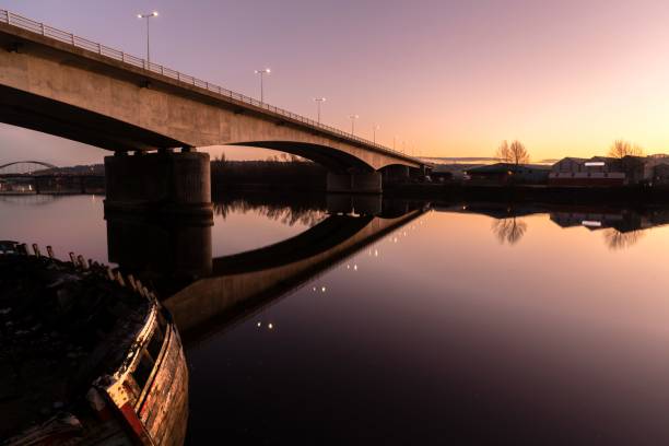 istock Bridge in Blaydon at sunset reflecting on the water 1437645696