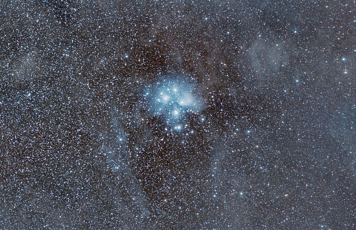 a beautiful view of Pleiades star cluster or The Seven Sisters - brightest stars