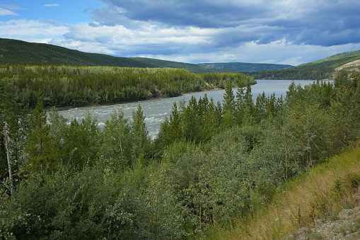 View of Liard River from Alaska Highway,Yukon,Canada,North America