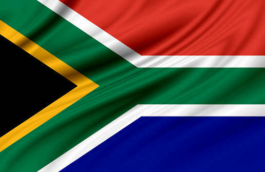 Flag of South Africa, on richly textured paper.