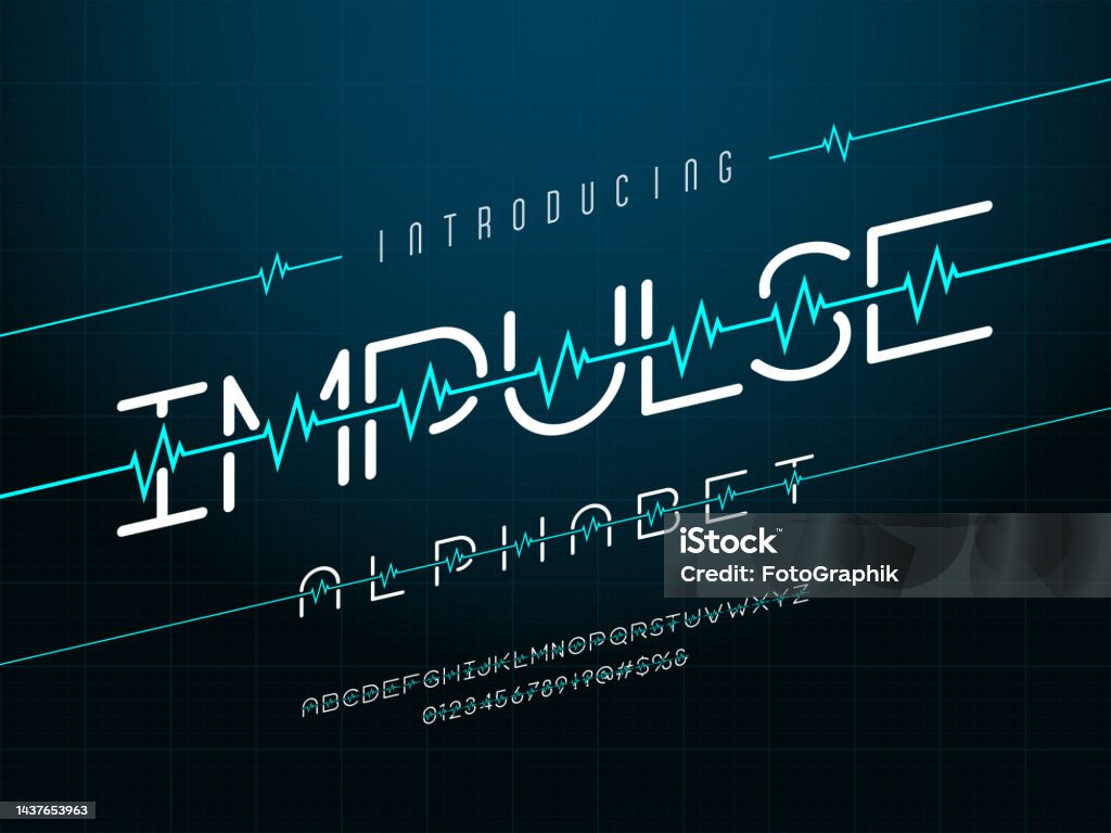 Pulse Line Font Stock Illustration - Download Image Now ...