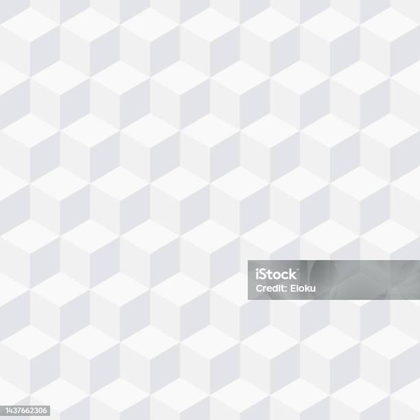 Texture Cube White Seamless Isometric Pattern Of White Cubes Vector Geometric Background ...
