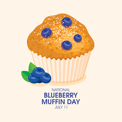 Delicious blueberry muffin icon vector. July 11 each year. Important day