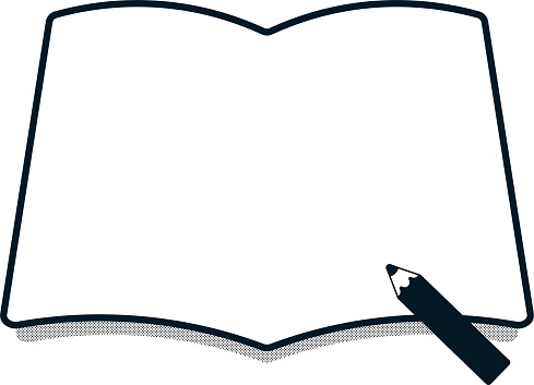 Illustration Of A Notebook A Bookshaped Frame And A Pencil Illustration ...