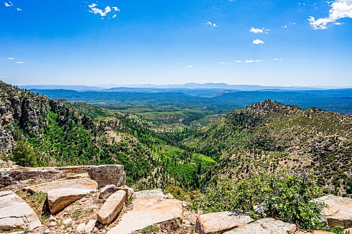 A beautiful view of the green hills at the Mogollon Rim in Arizona