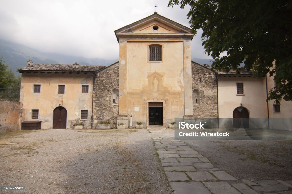 Facade of the historic Novalesa abbey in the city of Turin, Piedmont, northern Italy The facade of the historic Novalesa abbey in the city of Turin, Piedmont, northern Italy Ancient Stock Photo